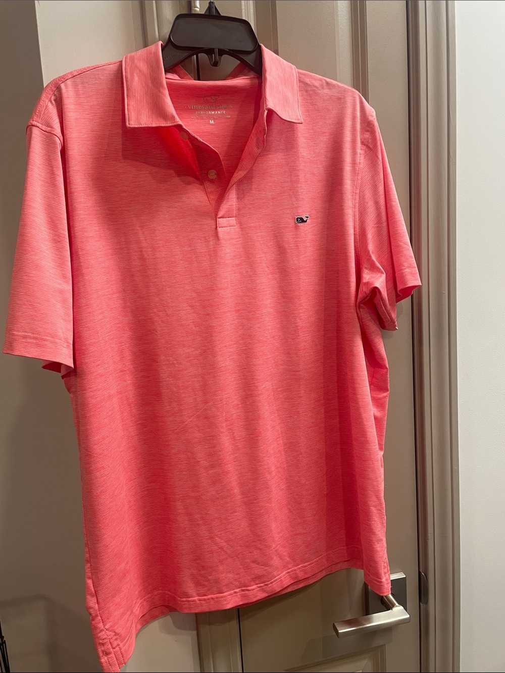 Vineyard Vines Coral Men's Polo with Whale Logo